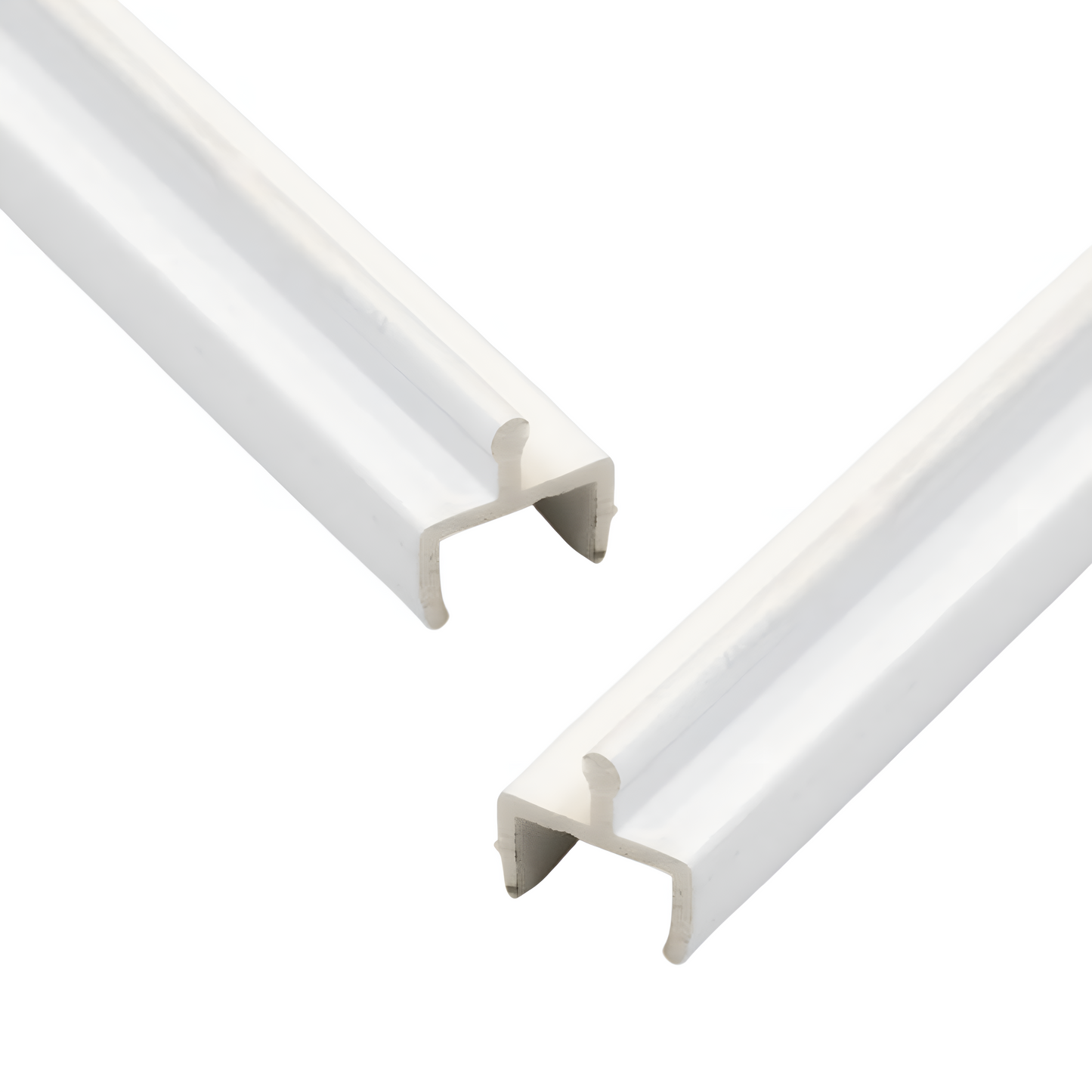 White Vinyl Sliding Door Track, 7/16" Channel - 48", 72", 96"