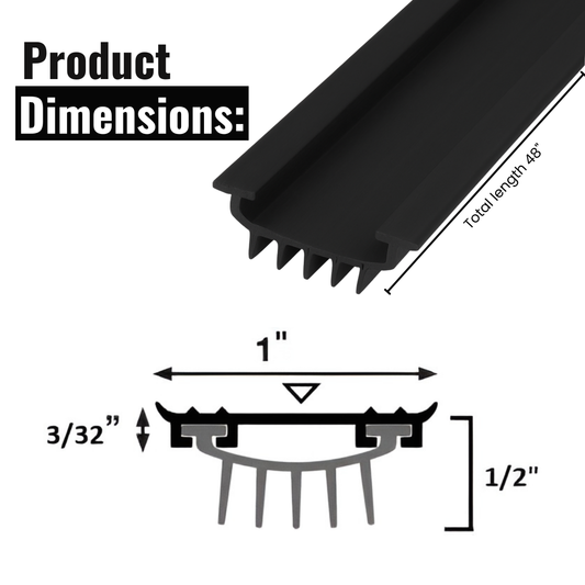 KC Hardware U Shaped Rubber Door Bottom Sweep| Weather Stripping Door Seal Bottom for Front Door Bottom| Under Door Seal for Exterior Doors| Black- 48 Inch
