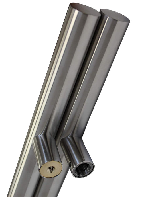 KC Hardware Stainless Steel Round H Shaped Push Pull Door Handles, Double Sided Door Pulls, Commercial Pull Door Handle for Sliding Doors and Entry Glass Doors - Chrome Nickle-48 Inch