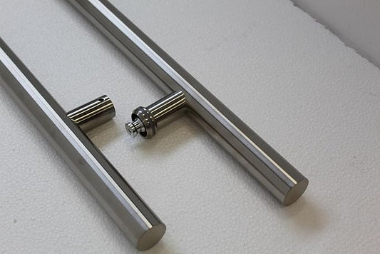 KC Hardware Modern Contemporary 48 inches Round Bar Shape Ladder Stainless-Steel Door Handle Pull Bar Shower Entry Exterior Interior Stainless-Steel Matte Black Finish