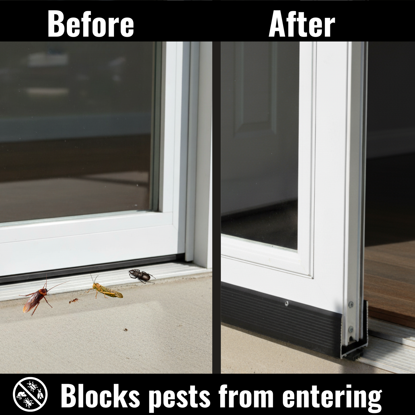 Storm Door Bottom Sweep Black U-Wrap Aluminum 36" x 1-3/4" x 3"