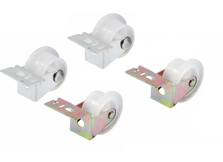 Nylon Drawer Guide Roller Assemblies, 1" White with Steel Brackets, 4-Pack