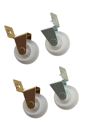 KC Hardware Nylon Drawer Guide Rollers Assembly, Kitchen Drawer Slide Rollers, Nylon Wheels with Steel Bracket - 1" Diameter - Pack of 4