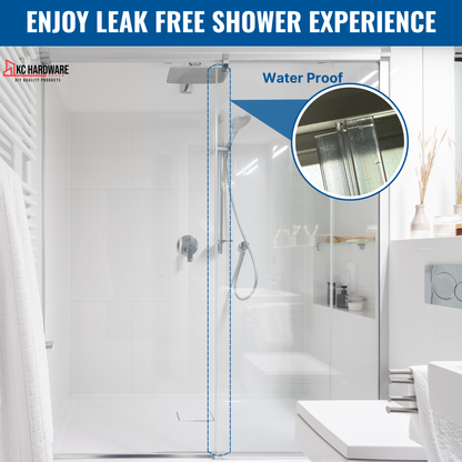 CBW Frameless Shower Door Side Seal Strip H-Type 180 Degree 72'' Length, Clear (1/4'' Glass)