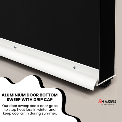 Aluminum U-Shaped Door Bottom Sweep with Drip Cap, 1 3/4" Width