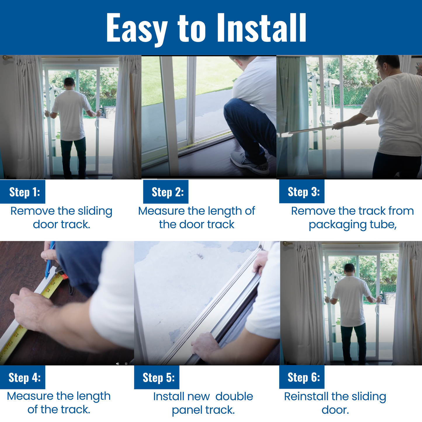 KC Hardware Sliding Doors Double Panel Track - White