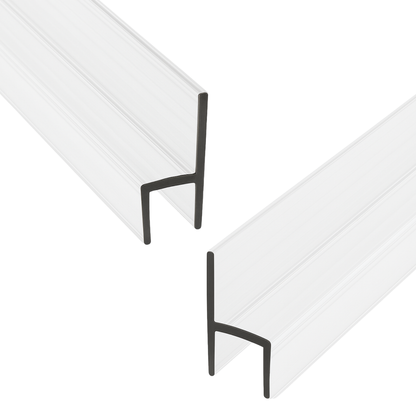 CBW Frameless Shower Door Side Seal Strip H-Type 180 Degree 72'' Length, Clear (1/2'' Glass)