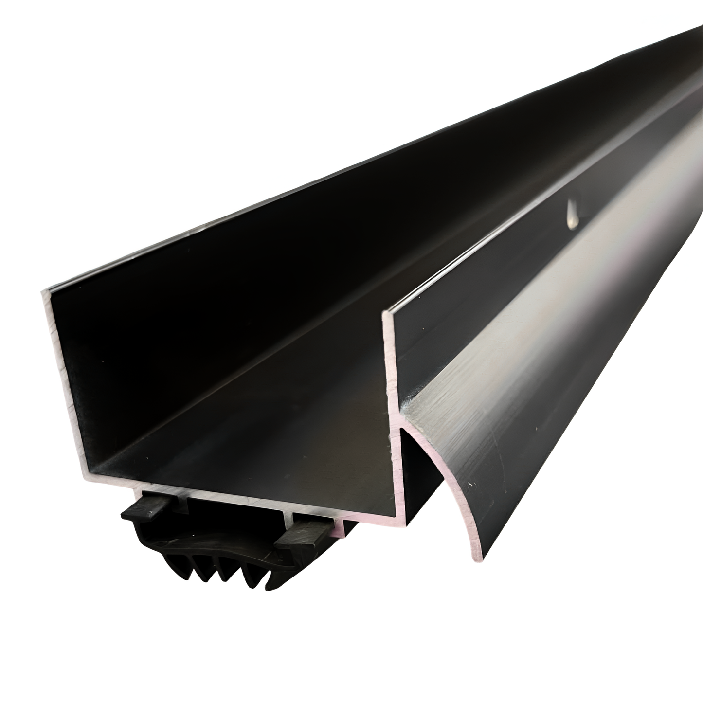 U Shaped Aluminum Door Bottom Sweep with Drip Cap, Weather Stripping Seal for Exterior Doors, 1 3/4" Width, Black