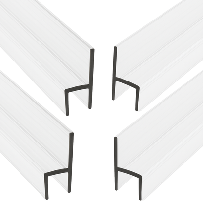 CBW Frameless Shower Door Side Seal Strip H-Type 180 Degree 72'' Length, Clear (1/2'' Glass)