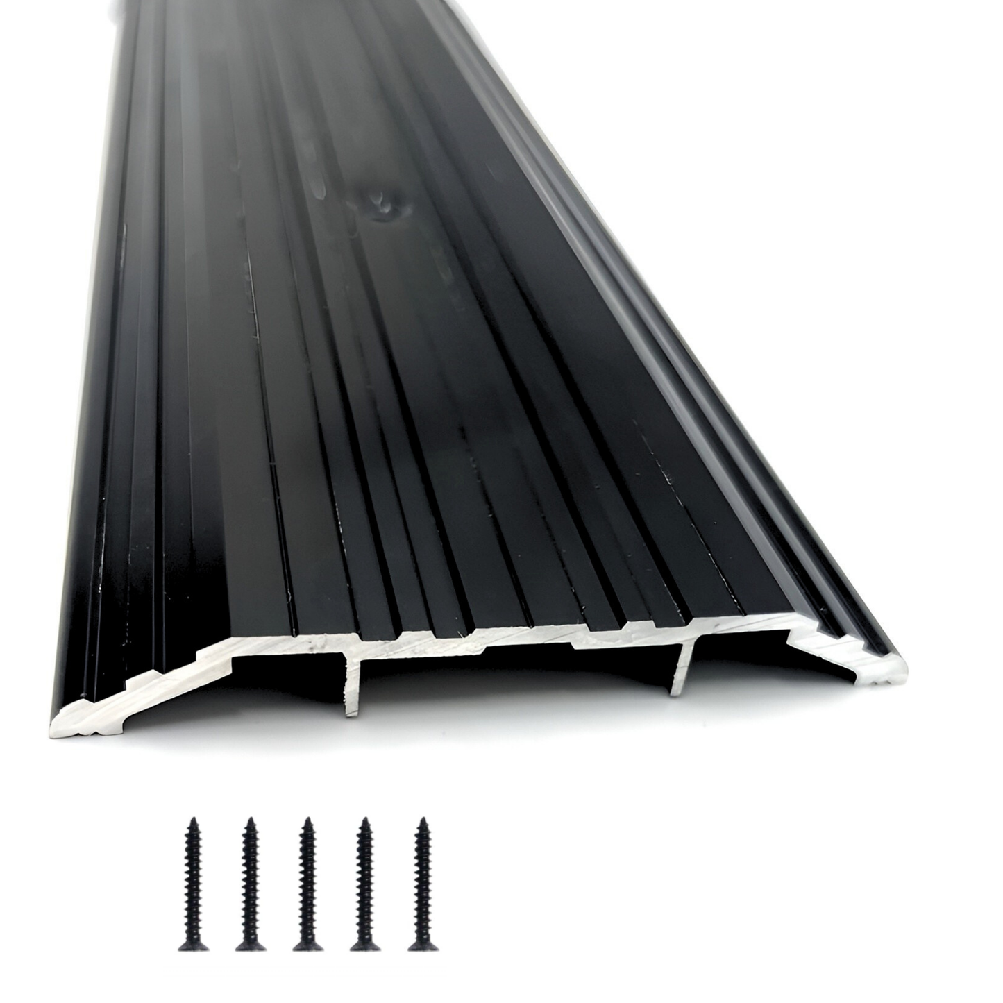 KC Hardware Aluminum Door Threshold- Transition Strip and Door Saddle Thresholds for Exterior and Front Doors- 4" Wide 1/2" Height - Black Anodized