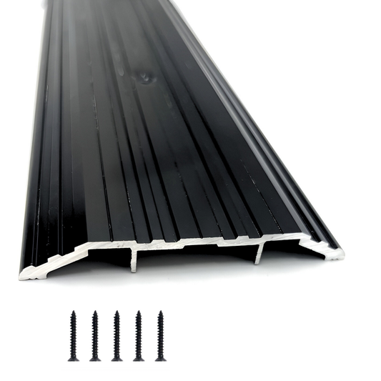 KC Hardware Aluminum Door Threshold- Transition Strip and Door Saddle Thresholds for Exterior and Front Doors- 4" Wide 1/2" Height - Black Anodized