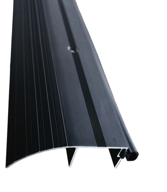 KC Hardware 3-5/16 in. X 1 in. High Profile Black Aluminum and Vinyl Outswing Door Threshold Strip for Exterior Doors and Doorways - 72 Inch, Black, KCS-012224