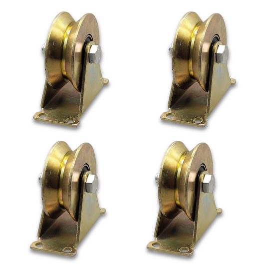 2 Inch Stainless Steel V-Groove Wheel Pulley, Sliding Gate Rollers with Brackets, Heavy Duty Rigid Rolling Gate Wheels for Inverted Track- Load Capacity 660 LB, Pack of 4