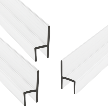 CBW Frameless Shower Door Side Seal Strip H-Type 180 Degree 72'' Length, Clear (1/2'' Glass)