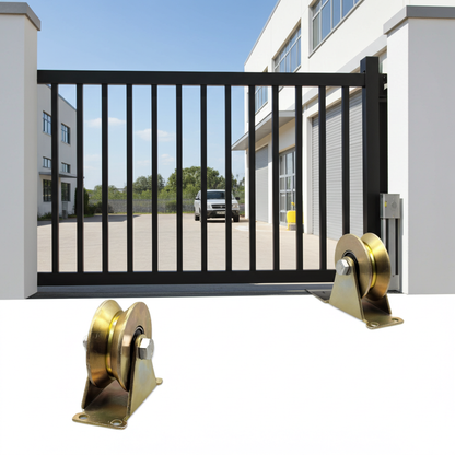 2 Inch Stainless Steel V-Groove Wheel Pulley, Sliding Gate Rollers with Brackets, Heavy Duty Rigid Rolling Gate Wheels for Inverted Track- Load Capacity 660 LB, Pack of 4