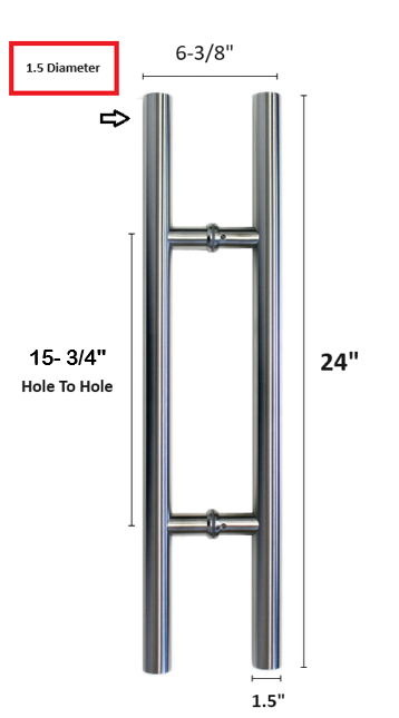 Stainless Steel Round H-Shaped Push Pull Door Handles, Double Sided Door Pulls, Commercial Pull Door Handle for Sliding Doors and Entry Glass Doors- 24 Inch (Brush Nickel Satin Finish)