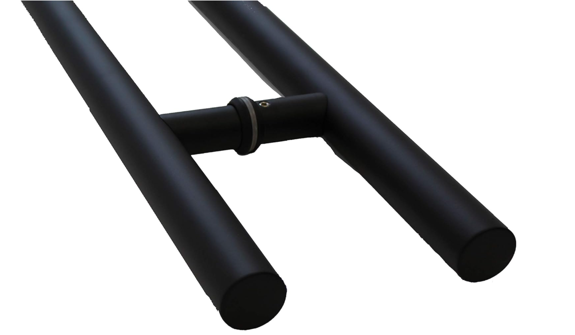 KC Hardware Modern Contemporary 36 inches Round Bar Shape Ladder Stainless-Steel Door Handle Pull Bar Entry Exterior Interior Matte Black Finish