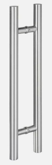 Brush Nickel Stainless Steel Round H-Shaped Push Pull Door Handles, Double Sided Door Pulls, Commercial Pull Door Handle for Sliding Doors and Entry Glass Doors- 24 Inch.