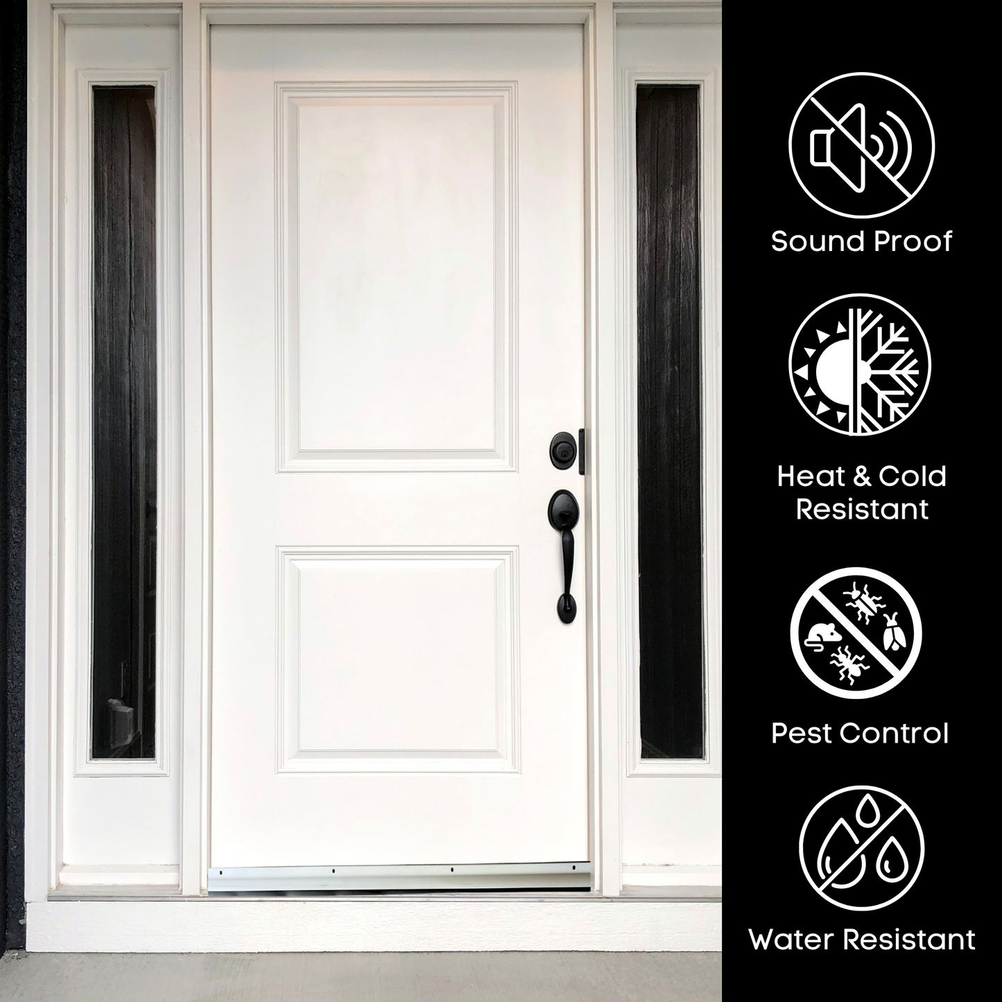 KC Hardware Door Bottom Sweep with Rain Drip Cap| Weather Stripping Door Rain Drip Guard | White Anodized Aluminum with Grey Vinyl Insert| 36 Inch