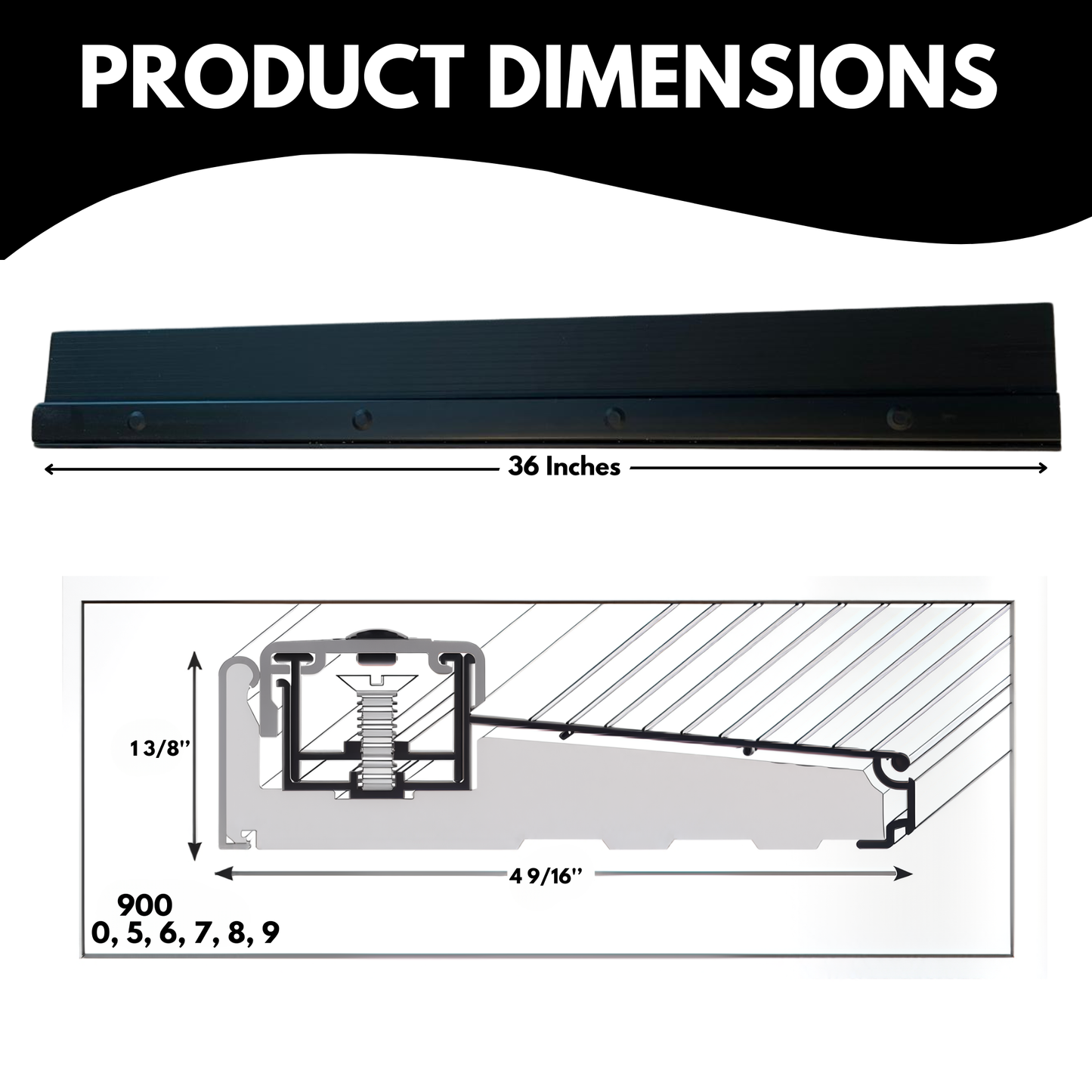 KC Hardware Exterior Door Threshold 4 9/16" Outdoor Swing Black Threshold Heavy Duty Adjustable Aluminum Door Sill Pan for Weatherproof & Easy Install for Residential/Commercial Use- 36" Length