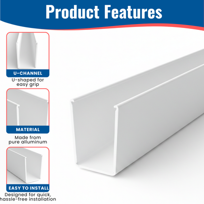 KC Hardware Aluminum Side U Channel Frame 5/8" Wide x 1/2" Tall for Sliding Screen Door, Weather Resistant Sliding Screen Patio Door Channel - White, 95" (Pack of 1)