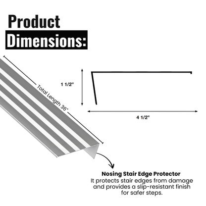 Mill Aluminum Stair Nosing 36" length – Heavy-Duty Stair Edge Protector, Non-Slip Stair Nose Molding, Scratch-Resistant Stair Sill Trim for Safety & Durability.