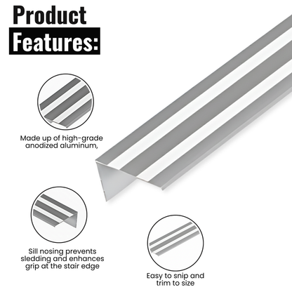 KC Hardware 2-3/4" X 1-1/2" SILL Nosing Aluminum Stair Nosing Stair Edge Protector - Mill 36" length.