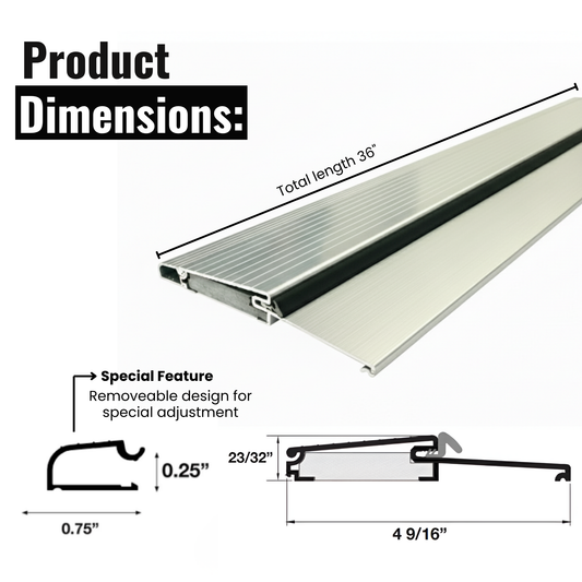 KC Hardware Exterior Door Threshold 4 9/16" Outdoor Swing Mill Threshold Heavy Duty Adjustable Aluminum Door Sill Pan for Weatherproof & Easy Install for Residential/Commercial Use- 36" Length.