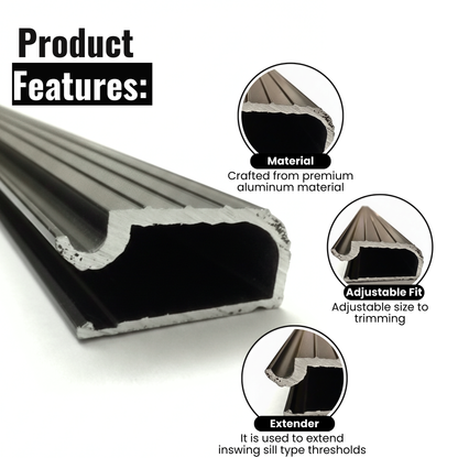 Aluminum Threshold Extension, Heavy-Duty Door Threshold Extender for Existing Threshold
