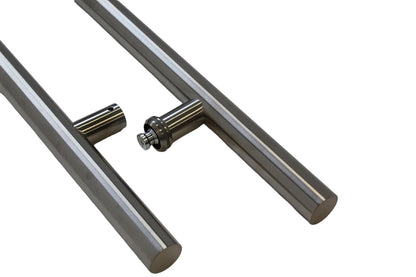 C Hardware Stainless Steel H Shaped Push Pull Door Handles, Double Sided Door Pulls, Commercial Pull Door Handle for Sliding Doors and Entry Glass Doors -Chrome Nickle -36 Inch