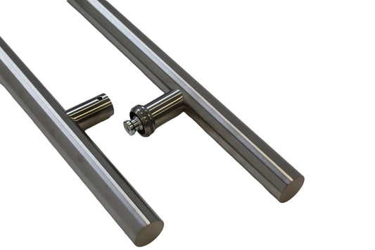 C Hardware Stainless Steel H Shaped Push Pull Door Handles, Double Sided Door Pulls, Commercial Pull Door Handle for Sliding Doors and Entry Glass Doors -Chrome Nickle -36 Inch