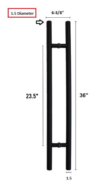 KC Hardware Modern Contemporary 36 inches Round Bar Shape Ladder Stainless-Steel Door Handle Pull Bar Entry Exterior Interior Matte Black Finish