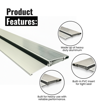 KC Hardware Exterior Door Threshold 4 9/16" Outdoor Swing Mill Threshold Heavy Duty Adjustable Aluminum Door Sill Pan for Weatherproof & Easy Install for Residential/Commercial Use- 36" Length.