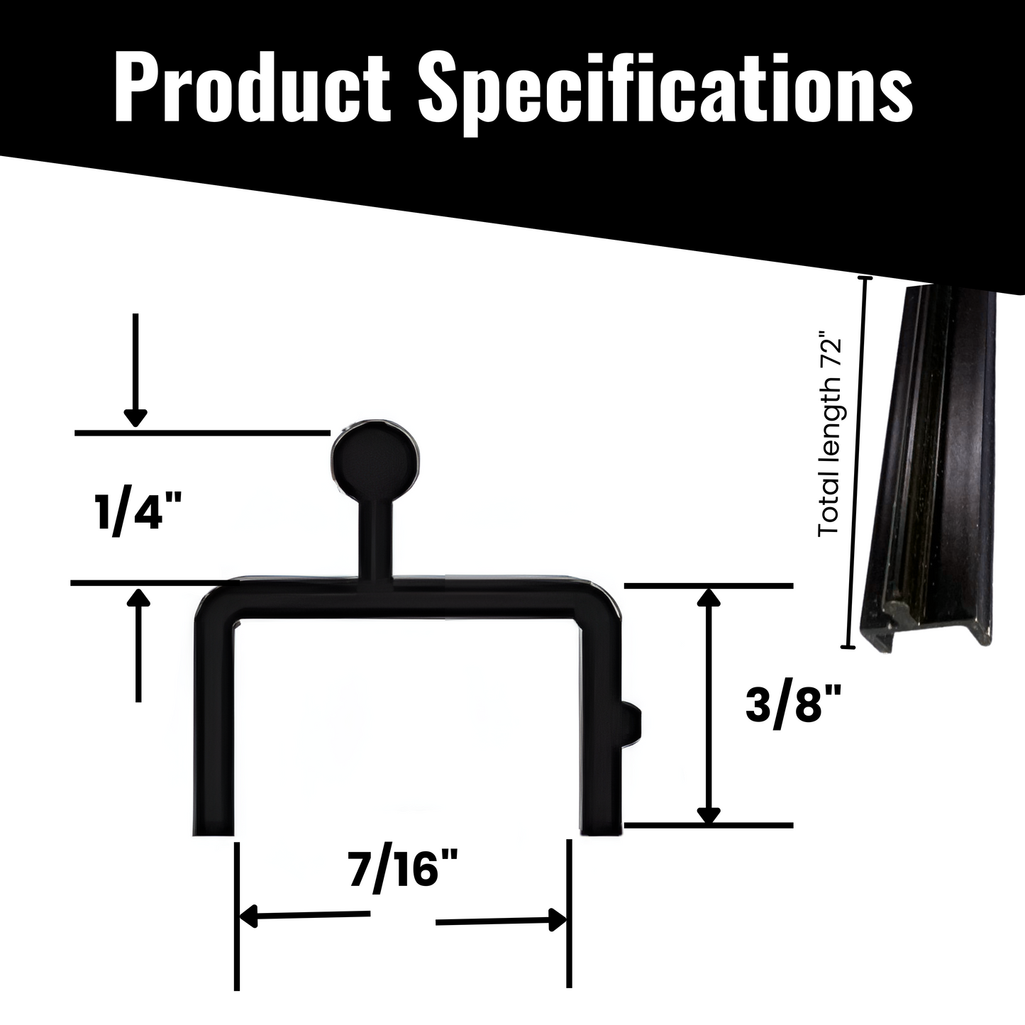 KC Hardware Black Aluminum Sliding Screen Door Bottom Track, Patio Door Track Replacement, Sliding Door Track Repair- 72" Length