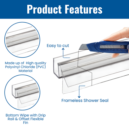 KC Clear Premium Bottom Wipe with Drip Rail & Offset Flexible Fin for 3/8" Glass - 36" Length