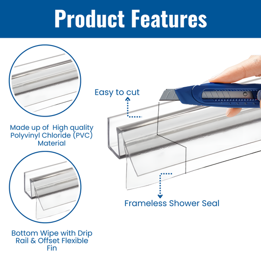 KC Clear Premium Bottom Wipe with Drip Rail & Offset Flexible Fin for 3/8" Glass - 36" Length
