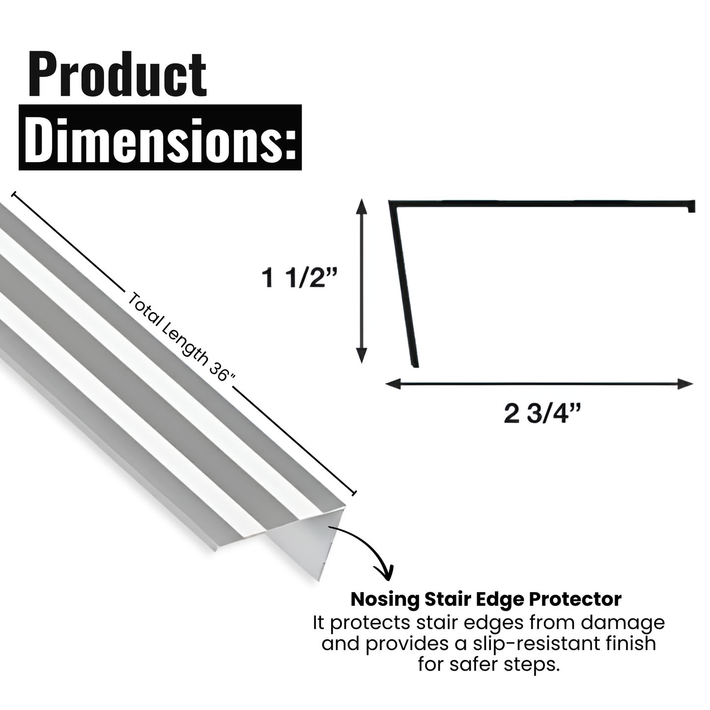 KC Hardware 2-3/4" X 1-1/2" SILL Nosing Aluminum Stair Nosing Stair Edge Protector - Mill 36" length.
