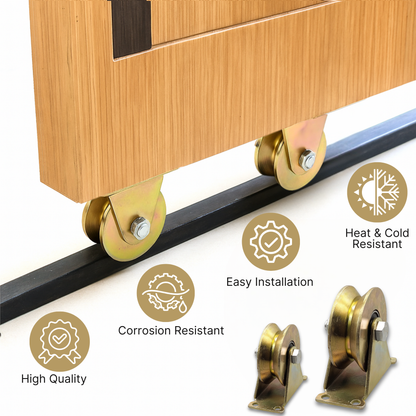 2 Inch Stainless Steel V-Groove Wheel Pulley, Sliding Gate Rollers with Brackets, Heavy Duty Rigid Rolling Gate Wheels for Inverted Track- Load Capacity 660 LB, Pack of 4