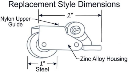 KC Hardware Sliding Patio Screen Door Roller Pair - Left & Right Hand Replacement Rollers, 1" Steel Wheels, Heavy-Duty Steel Housing, Bottom Roller Assembly for Patio Screen Doors