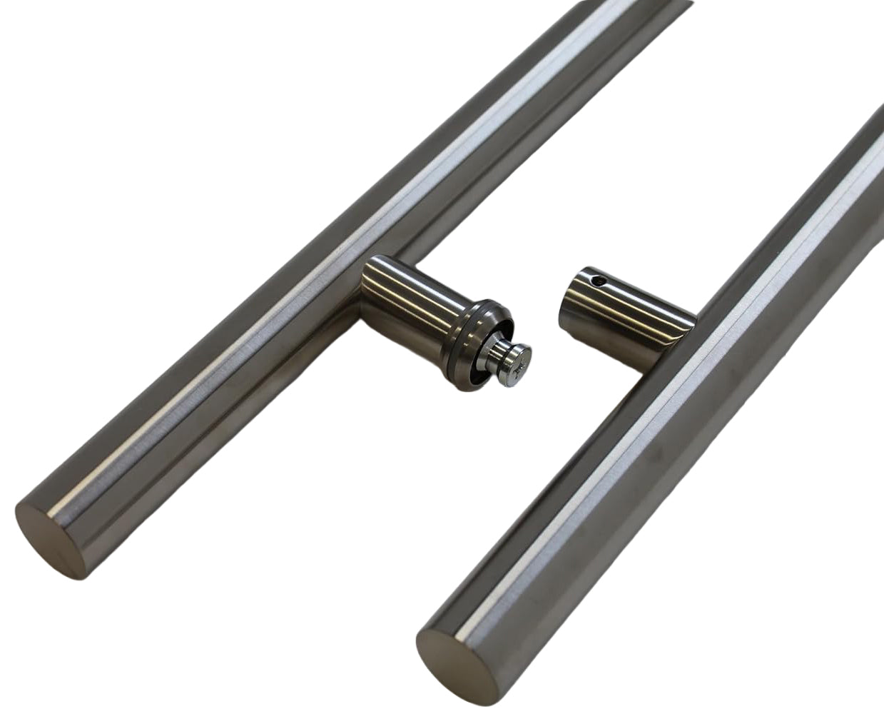 KC Hardware Stainless Steel Round H Shaped Push Pull Door Handles, Double Sided Door Pulls, Commercial Pull Door Handle for Sliding Doors and Entry Glass Doors - Chrome Nickle-48 Inch