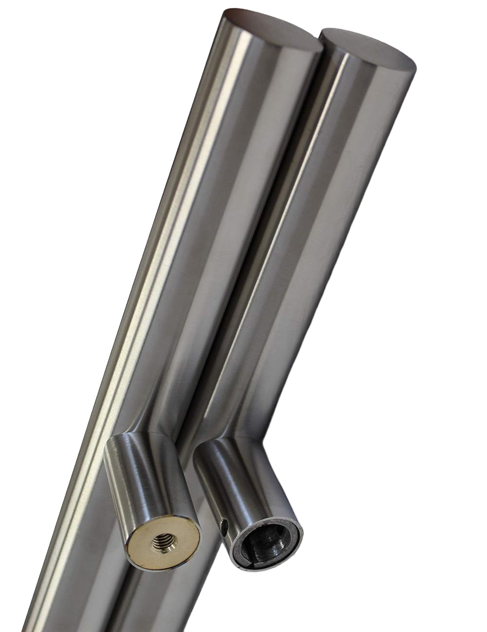 KC Hardware Stainless Steel Round H Shaped Push Pull Door Handles, Double Sided Door Pulls, Commercial Pull Door Handle for Sliding Doors and Entry Glass Doors - Chrome Nickle-48 Inch