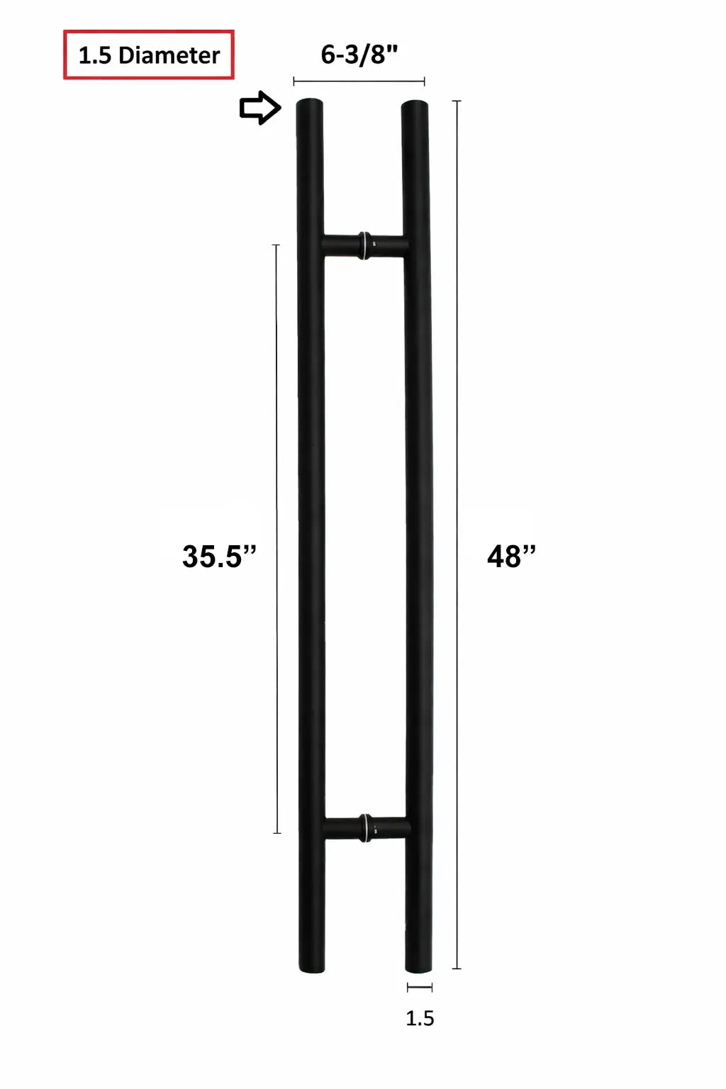 48" Matte Black Stainless Steel Ladder Pull Door Handle Set