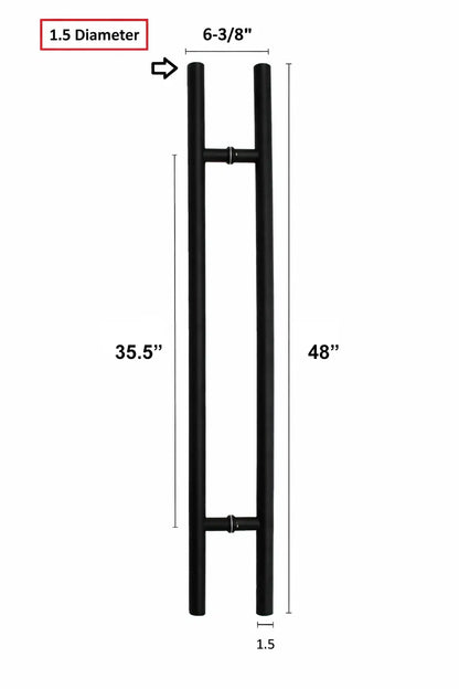 48" Matte Black Stainless Steel Ladder Pull Door Handle Set