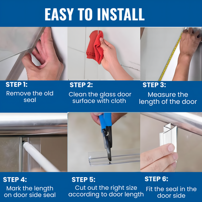 KC Hardware 95 Inch Frameless Shower Door Side Seal Strip, Door H-Jamb with Vinyl Insert (180 Degree) for 3/8 Inch (8-10mm) Thick Glass, Water Guard That Prevents leaks, Ultra Clear