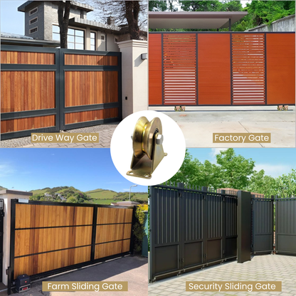 2 Inch Stainless Steel V-Groove Wheel Pulley, Sliding Gate Rollers with Brackets, Heavy Duty Rigid Rolling Gate Wheels for Inverted Track- Load Capacity 660 LB, Pack of 4