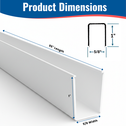 KC Hardware Aluminum U Channel Top Sliding Screen Door Track Replacement, Weather Resistant Sliding Screen Patio Door Rail Track - White, 95"(Pack of 1)