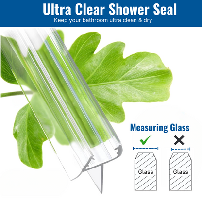 KC Hardware 36 Inch Frameless Clear Door Bottom Seal with Wipe, Shower Door Sweep for 1/4 Glass- Stops Water Leakage and Shower Leaks