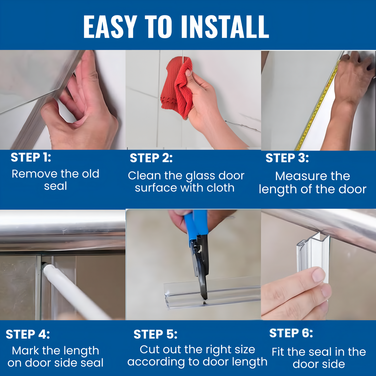 KC Hardware Strike/Door Jamb Water Seal- 95 inch Length (180 Degree) for 1/2 Inch (10-12mm) Thick Glass, Water Guard That Prevents leaks, Ultra Clear