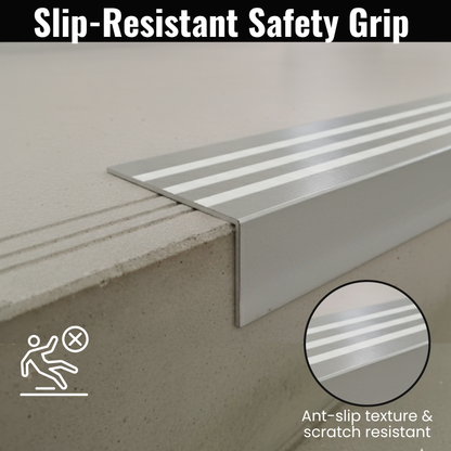 Mill Aluminum Stair Nosing 36" length – Heavy-Duty Stair Edge Protector, Non-Slip Stair Nose Molding, Scratch-Resistant Stair Sill Trim for Safety & Durability.