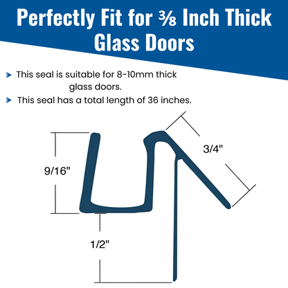 KC Clear Premium Bottom Wipe with Drip Rail & Offset Flexible Fin for 3/8" Glass - 36" Length